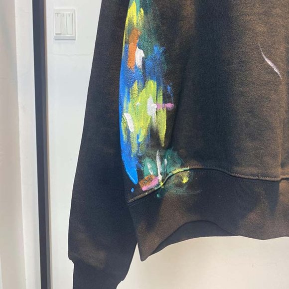 GALLERY DEPT Orange Letter Print Logo T-Shirt - Black Long Sleeve - Picture 15 of 16